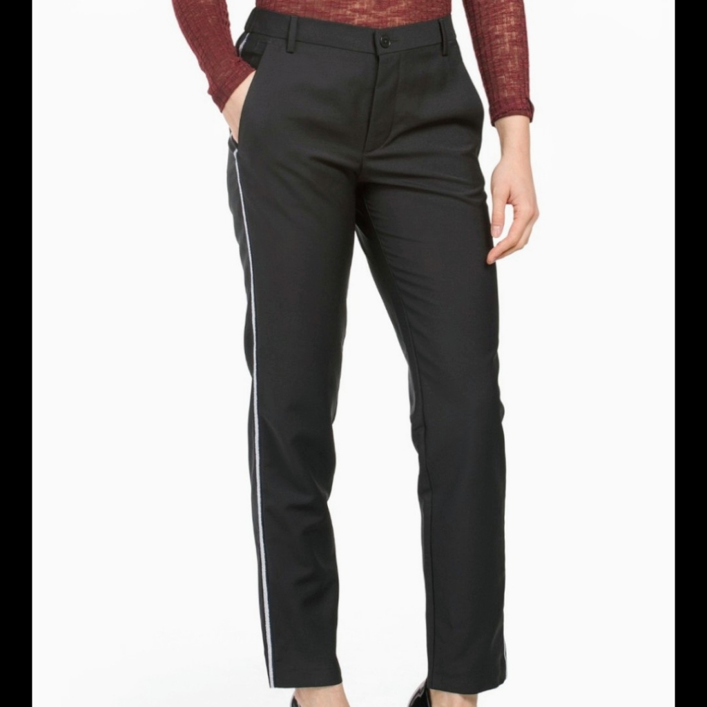 Zadig & Voltaire Virgin Wool Blend Pomelo Pants - Noir Black Side Stripe Size 42